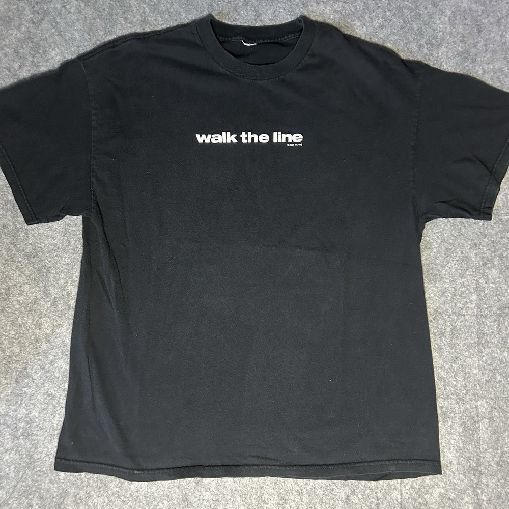 Walk The Line Men's Large 2006 Movie Promo Faded Black Tshirt